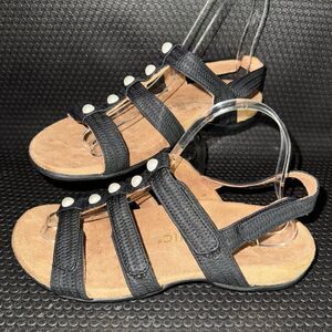 Vionic Amber Pearl Black Slingback Comfort Casual Sandals Womens Size 7